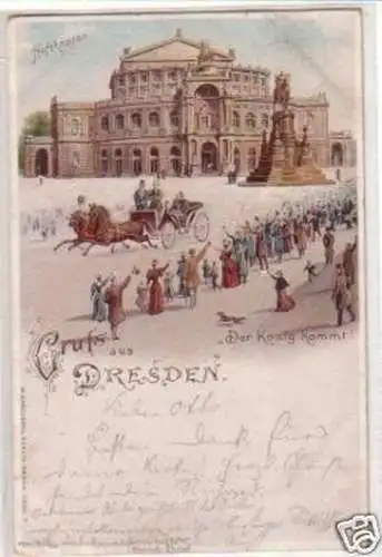 26184 Ak Lithographie Gruss aus Dresden Hoftheater 1898