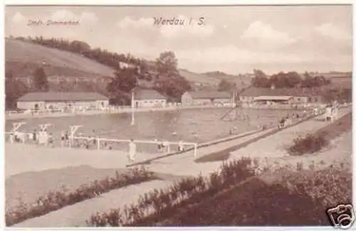 25459 Ak Werdau i.S. Städt. Sommerbad um 1920