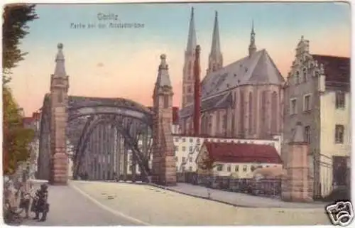 21642 Ak Görlitz Partie bei der Altstadtbrücke um 1910