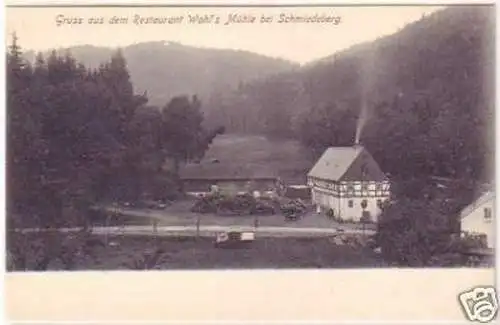 24304 Ak Gruß aus dem Restaurant bei Schmiedeberg 1910