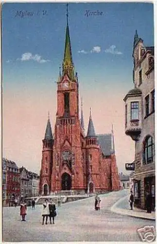 16250 Ak Mylau im Vogtland Kirche um 1910