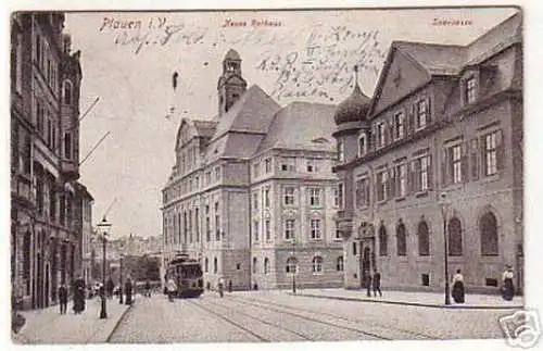 16294 AK Plauen i.V. , Neues Rathaus und Sparkasse 1917