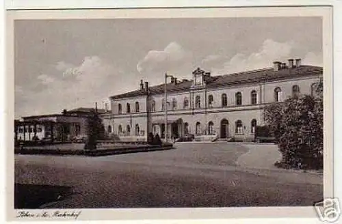 10115 Ak Löbau in Sachsen Bahnhof um 1950