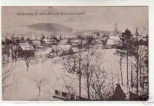 schöne Ak Schönberg Oberlausitz Winterlandschaft um1920