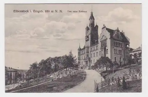 18821 Ak Eibenstock i. Erzgeb. Neues Rathaus 1918