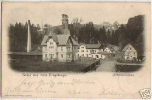 02847 AK Gruss aus dem Erzgebirge, Schlossmühle 1903