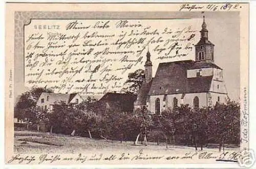 04692 Ak Seelitz in Sachsen Kirche um 1900