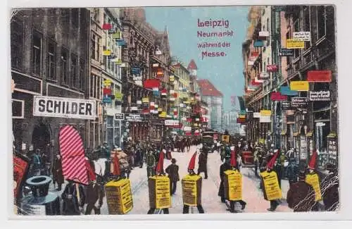 94154 Ak Leipzig Neumarkt während der Messe Straßenansicht 1931