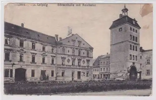 95241 Ak Borna Börsenhalle mit Reichstor 1921