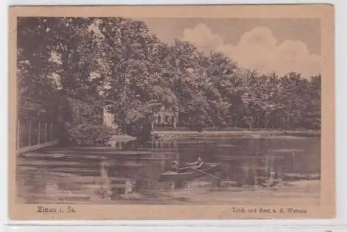 87535 Ak Zittau in Sachsen Teich und Restaurant an der Weinau 1921