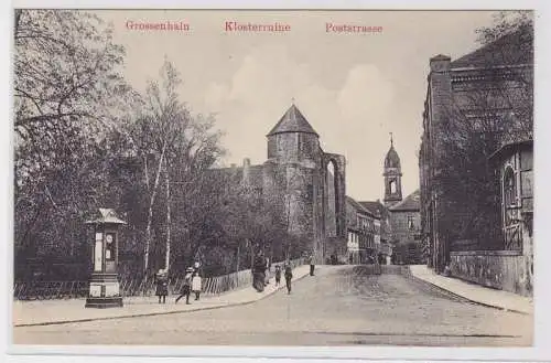 90427 Ak Großenhain Klosterruine mit Poststrasse um 1910