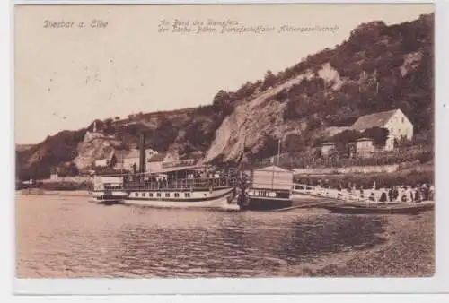 79634 Ak Diesbar an der Elbe Dampfschiffanlegestelle 1926