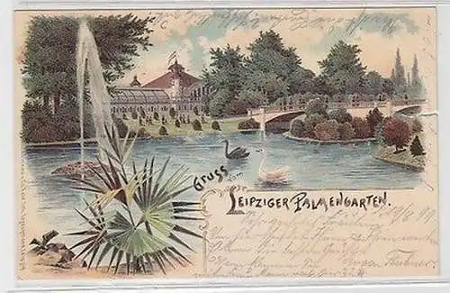 63184 Ak Lithographie Gruß vom Leipziger Palmengarten 1899