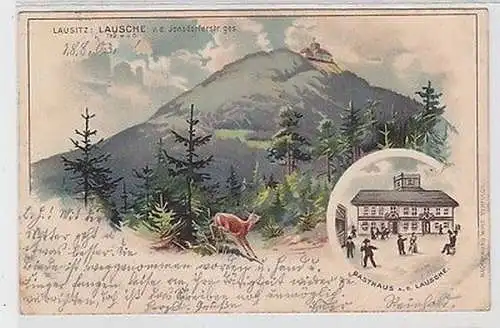 62609 Ak Lithographie Lausche Lausitz Gasthaus auf der Lausche 1903