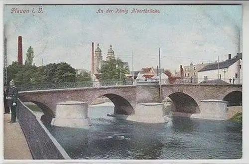 63018 Ak Plauen im Vogtland an der König Albertbrücke 1906