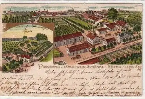 60398 Ak Lithographie Panorama von der Obstweinschänke Rötha 1904