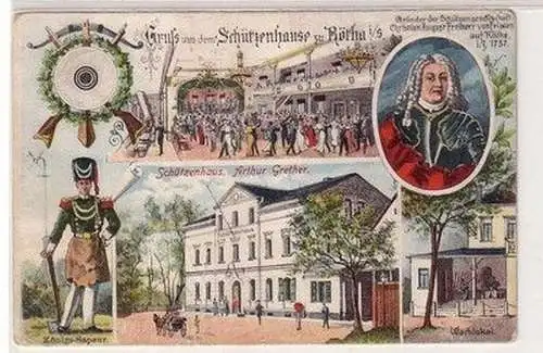 60506 Ak Lithographie Gruß aus dem Schützenhause zu Rötha um 1910