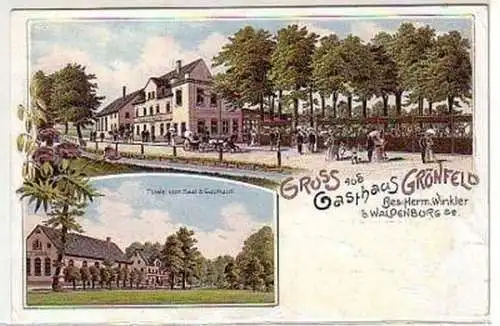 37527 Ak Lithographie Gruß aus Grünfeld Gasthaus 1904