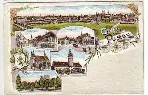 37366 Ak Lithographie Gruß aus Pegau 1899