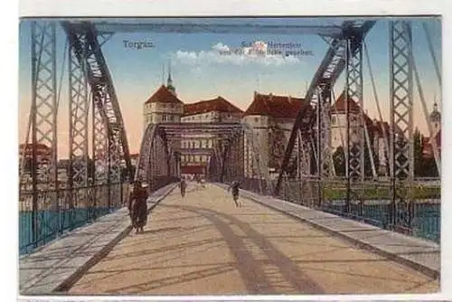 36613 Ak Torgau Blick von der Elbbrücke um 1920