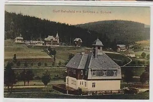 35070 Ak Dorf Rehefeld mit Schloss und Schule 1912