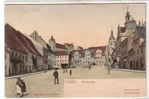 35109 Künstler Ak Colditz Marktplatz 1905