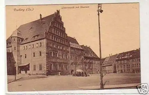 30902 Ak Freiberg in Sa. Untermarkt mit Museum um 1930