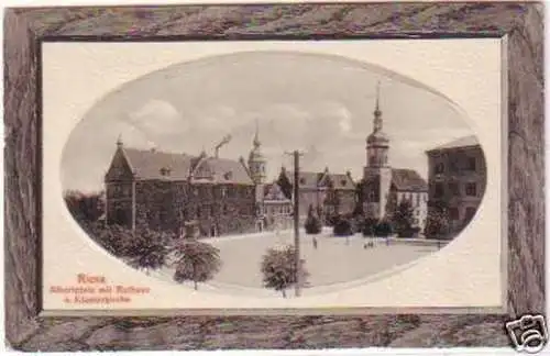 27607 Feldpost Ak Riesa Albertplatz mit Rathaus 1916