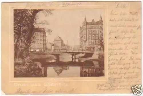 26192 Ak Gruß aus Chemnitz Nicolaibrücke 1902