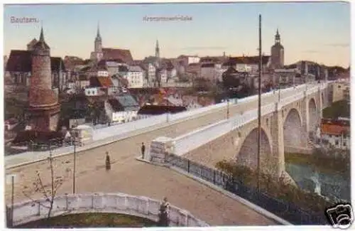 25833 Ak Bautzen Kronprinzenbrücke 1910