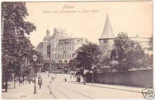 25837 Ak Plauen Partie am Untergraben & Postplatz 1910