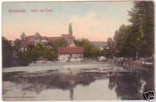 25007 Ak Gnandstein Partie am Teich um 1910