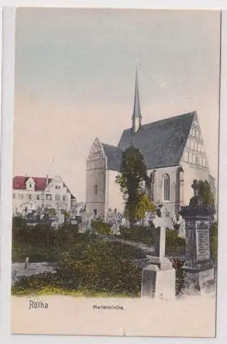 25008 Ak Rötha Marienkirche und Friedhof 1918