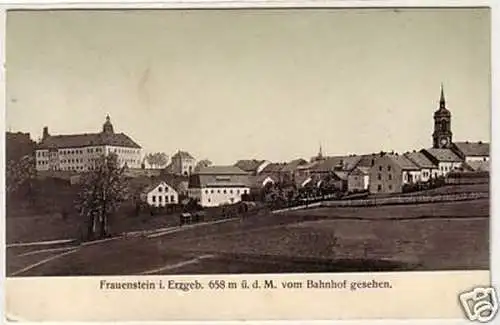 22060 Ak Frauenstein im Erzgeb. vom Bahnhof aus um 1910