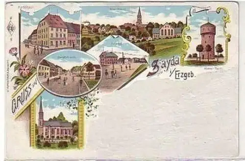 21434 Ak Lithographie Gruß aus Sayda im Erzgeb. 1898