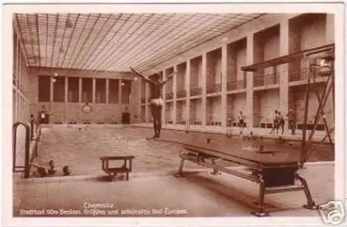 18301 Ak Chemnitz Stadtbad 50 m Becken um 1930