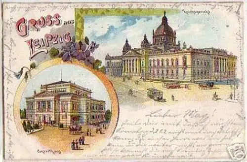 13198 Litho Gruss aus Leipzig Reichsgericht usw. 1904