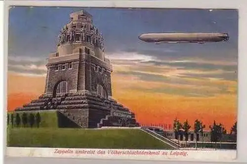 13/15 Ak Leipzig Zeppelin überm Völkerschlachtdenkmal