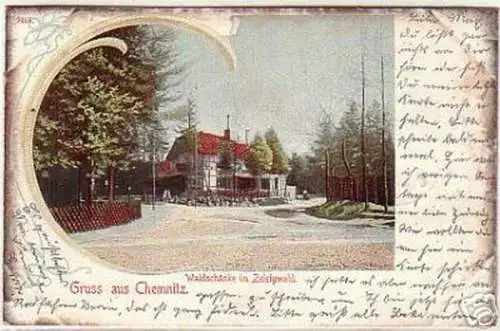 13214 Litho Chemnitz Waldschänke im Zeisigwald 1904