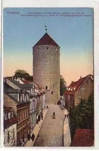 10607 Ak Freiberg Donatsgasse mit Donatsturm 1914