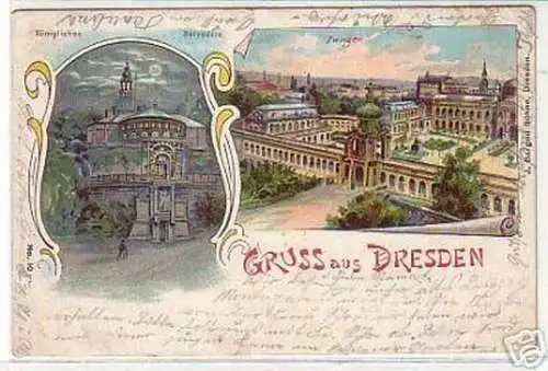 08737 Mondscheinkarte Gruss aus Dresden Zwinger usw.