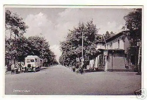 05468 Ak Zeithain Lager mit Autobus 1939