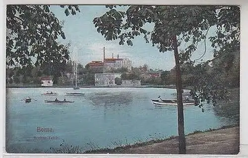 02082 Ak Borna Breiter Teich mit Brauerei im Hintergrund 1912