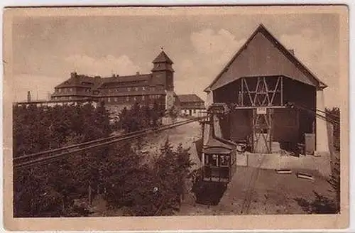 67746 Ak Oberwiesenthal (Erzgebirge) Fichtelberg mit Drahtseilbahn um 1930