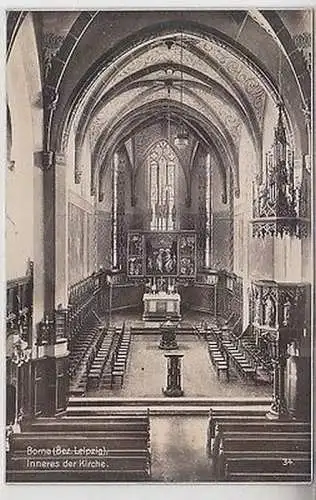 63848 Ak Borna (Bezirk Leipzig) Inneres der Kirche um 1930