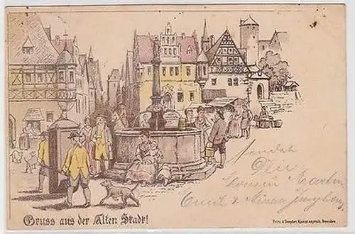 63305 Ak Lithografie Dresden Gruss aus der Alten Stadt! 1896