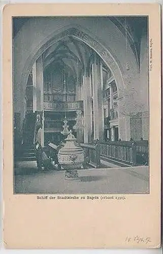 63653 Ak Schiff der Stadtkirche zu Sayda (erbaut 1391) 1907