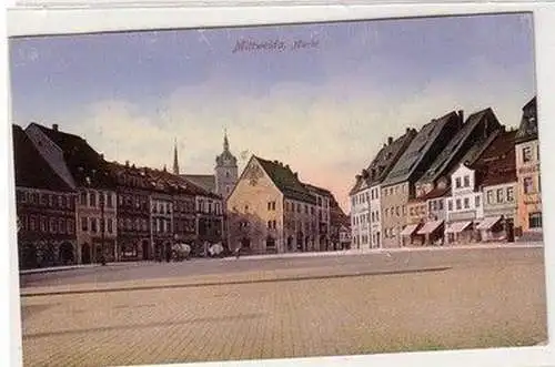 60646 Feldpost Ak Mittweida Markt mit Geschäften 1916