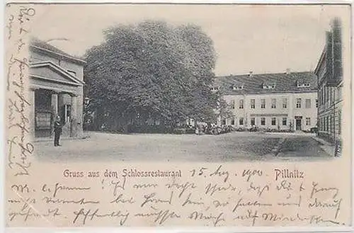 62160 Ak Gruß aus dem Schlossrestaurant Pillnitz 1900