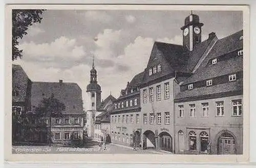 60429 Ak Wolkenstein in Sachsen Markt mit Rathaus und Kirche um 1950